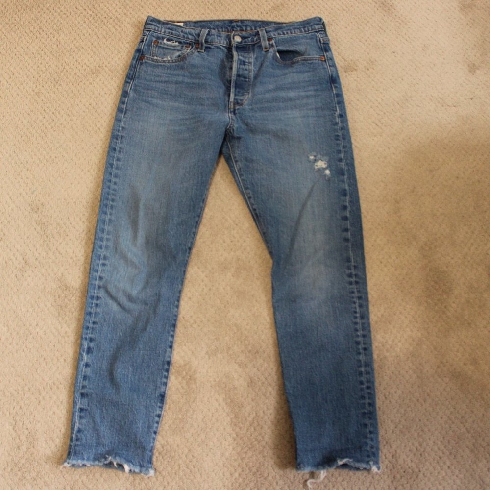 LEVI'S 501 High Rise Skinny Ankle Raw Edge Hem Size 29